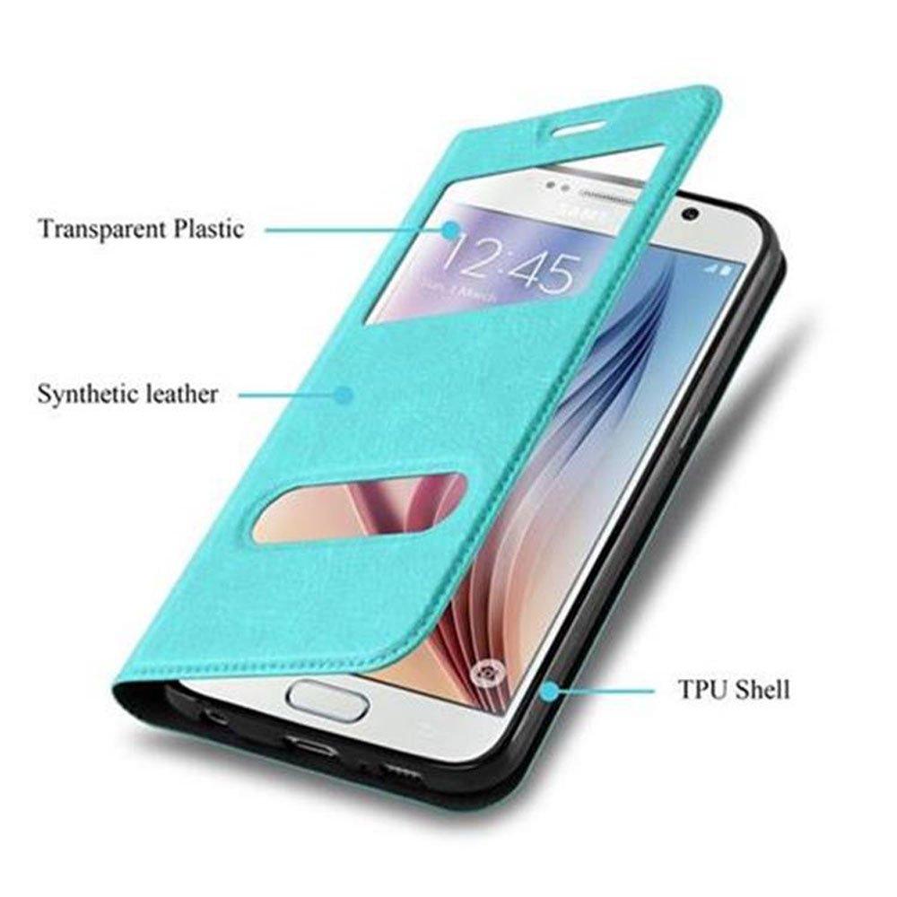 Cadorabo  Housse compatible avec Samsung Galaxy S6 - Coque de protection avec fermeture magnétique, fonction de support et 2 fenêtres de visualisation 