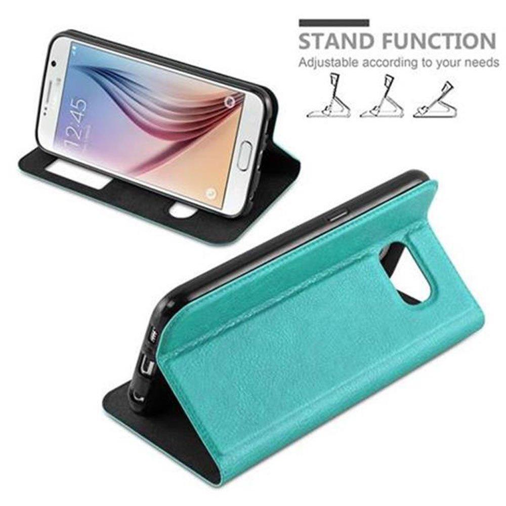 Cadorabo  Housse compatible avec Samsung Galaxy S6 - Coque de protection avec fermeture magnétique, fonction de support et 2 fenêtres de visualisation 