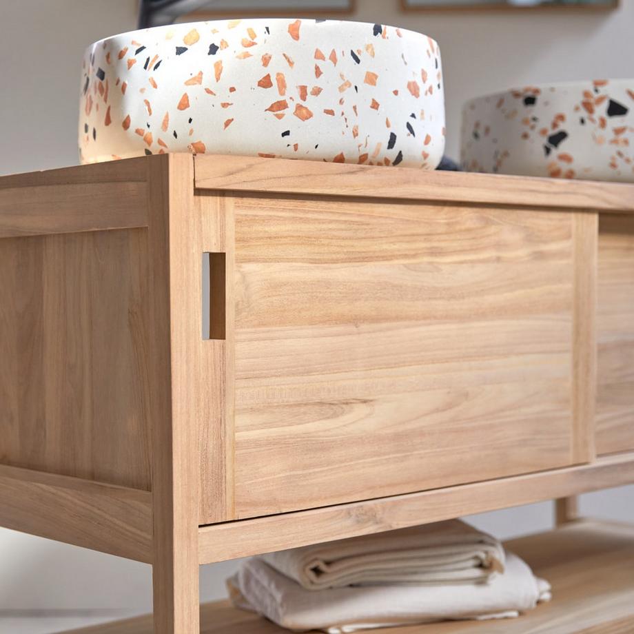 Tikamoon Waschtisch aus massivem Teakholz 120 Arty  