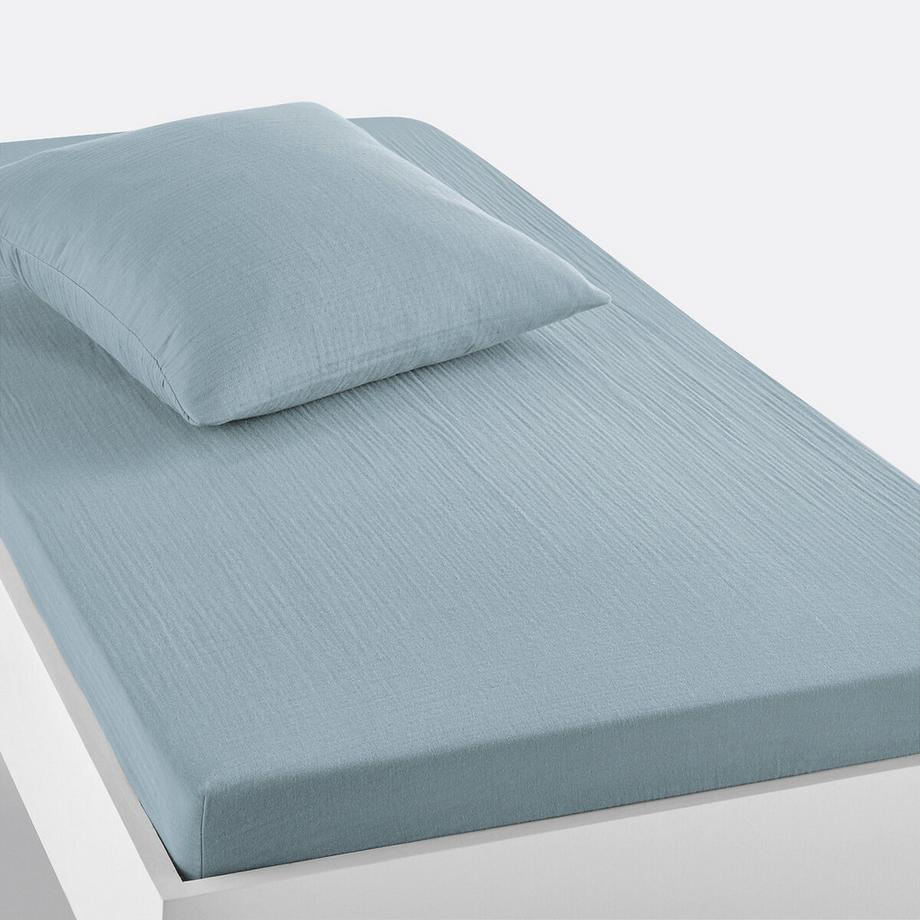 Drap-housse enfant uni gaze de coton
