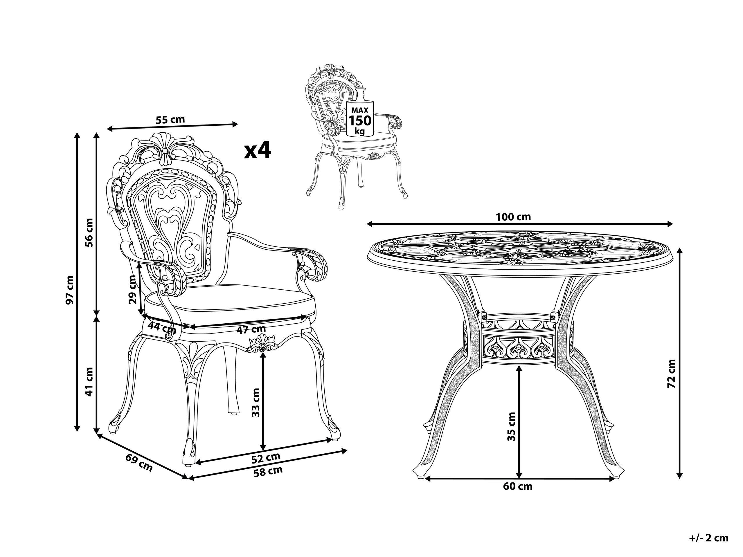 Beliani Ensemble de jardin en Aluminium Rétro SAPRI  