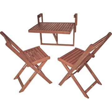 Set de balcon Berkeley en eucalyptus naturel (3 pièces)