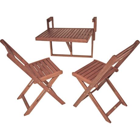 mutoni Set da balcone Berkeley eucalipto naturale (3 pezzi)  