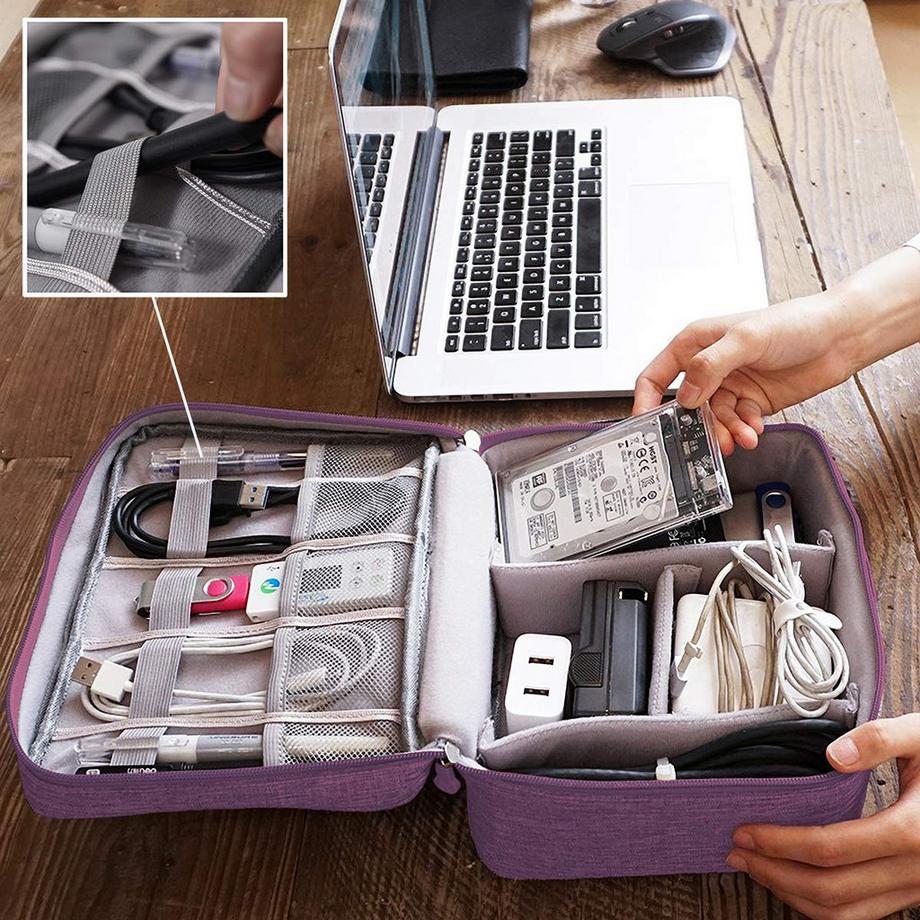 Only-bags.store  Kabelorganisationstasche Wasserdichte Kabeltasche Kleine Tasche mit fester Platte 