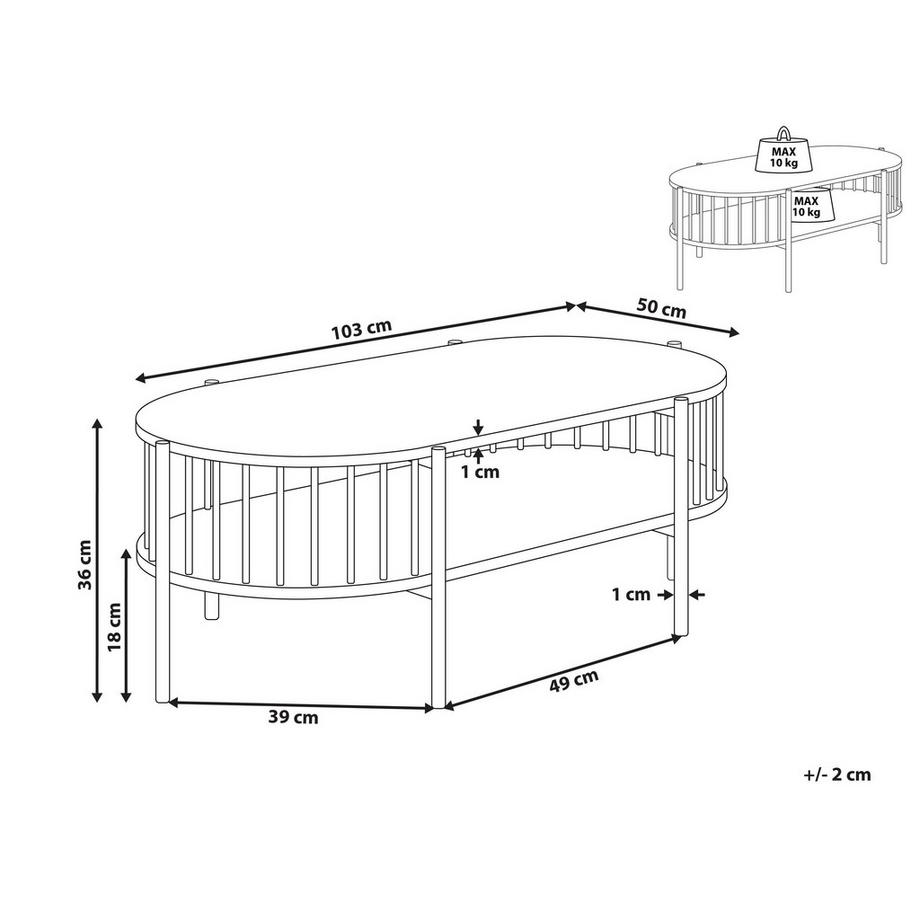 Beliani Couchtisch aus MDF-Platte Retro OREANA  
