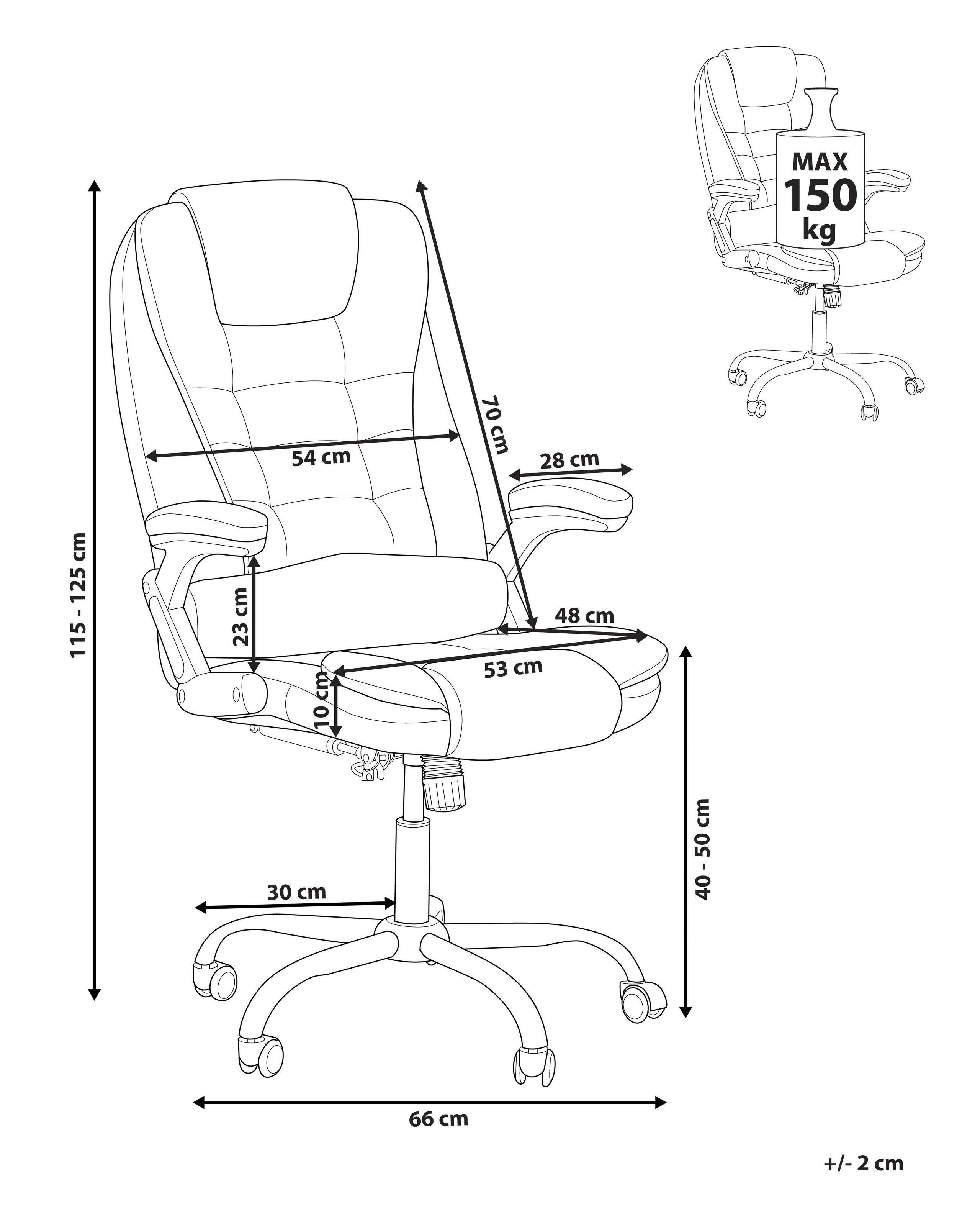 Beliani Fauteuil de bureau en Cuir PU Traditionnel ROYAL  