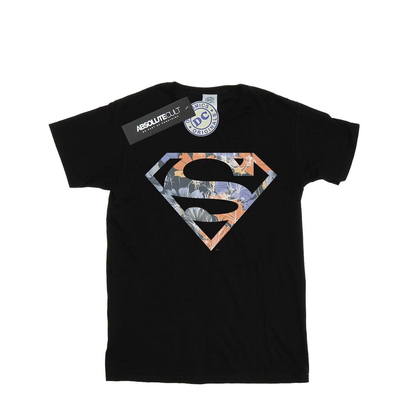 Image of Superman Floral Logo 2 Tshirt Damen Schwarz M