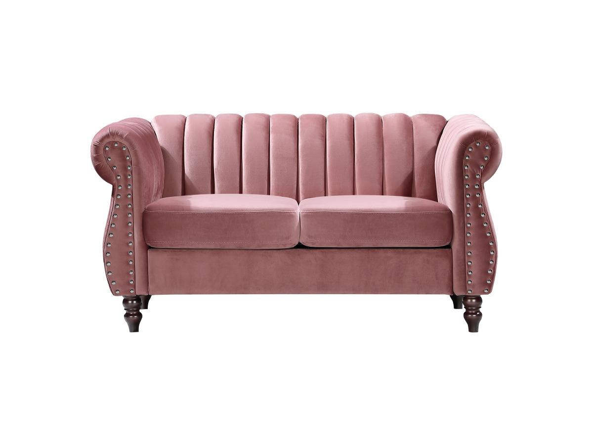 Vente-unique Chesterfield-Sofa - 2-Sitzer - Samt - Altrosa - TRUMBO  