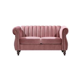 Vente-unique Chesterfield-Sofa - 2-Sitzer - Samt - Altrosa - TRUMBO  