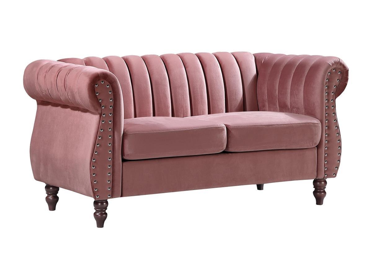 Vente-unique Chesterfield-Sofa - 2-Sitzer - Samt - Altrosa - TRUMBO  