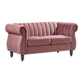 Vente-unique Chesterfield-Sofa - 2-Sitzer - Samt - Altrosa - TRUMBO  