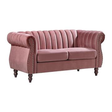 Chesterfield-Sofa - 2-Sitzer - Samt - Altrosa - TRUMBO