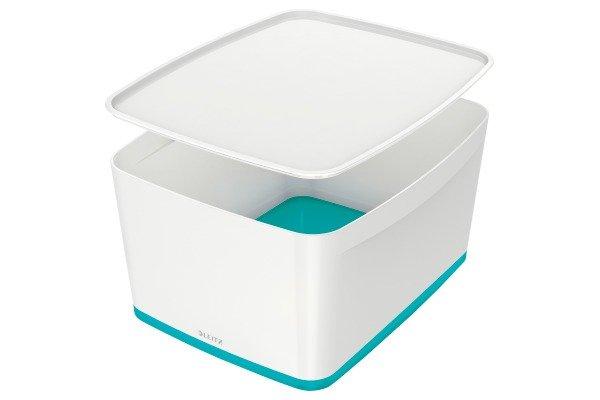 Image of LEITZ MyBox Gross, mit Deckel 18lt 5216-10-51 weiss/eisblau LEITZ MyBox Gross, mit Deckel 18lt 5216-10-51 weiss/eisblau
