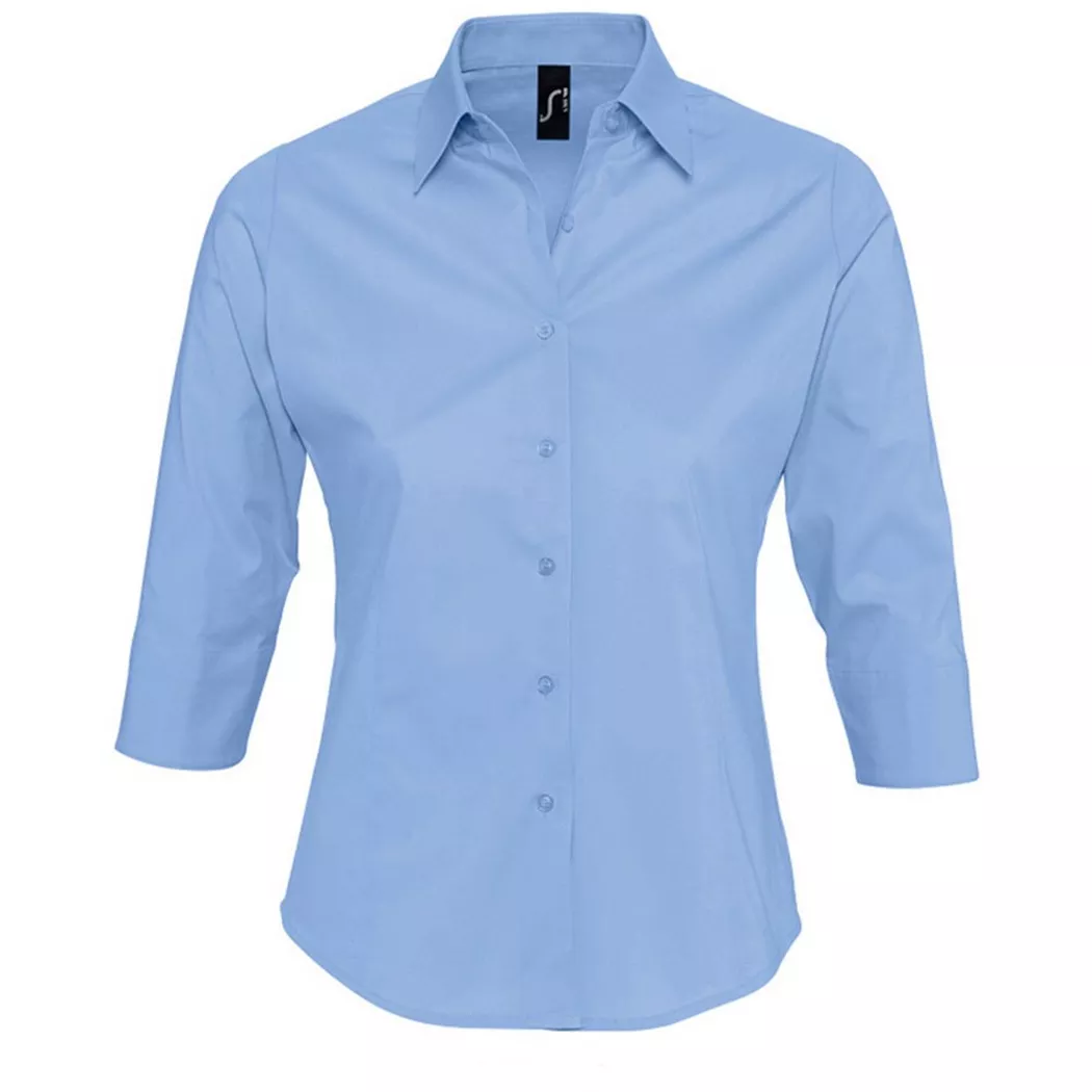 SOLS - Effect Bluse Arbeitsbluse, 34Ärmel, für Damen, Himmelblau, Größe M