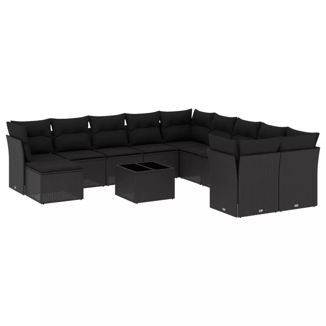 VidaXL - Garten sofagarnitur poly-rattan, One Size, Schwarz