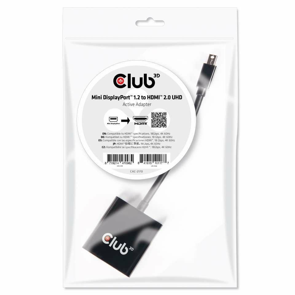 Club3D  CLUB3D Mini DisplayPort 1.2 to HDMI 2.0 UHD Active Adapter 