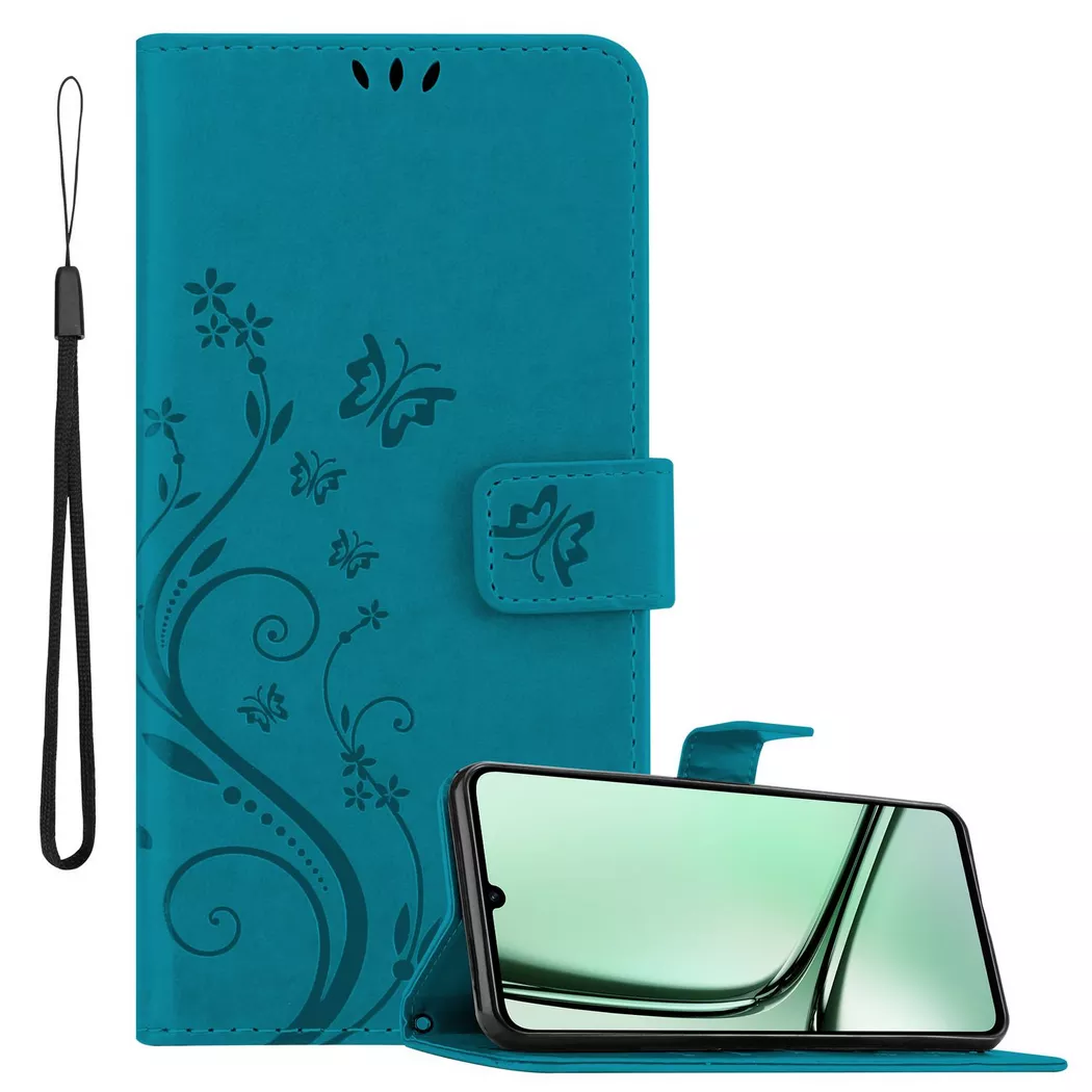 Cadorabo - Realme Note 60 Hülle mit Blumen Muster, Blau