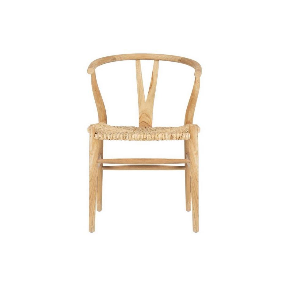 Vente-unique Lot de 6 chaises en teck et paille - Naturel - POGIANA  