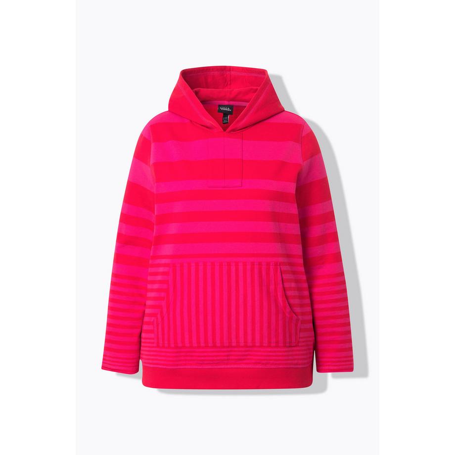 Ulla Popken Sweat à capuche rayé Manches longues Poche kangourou  