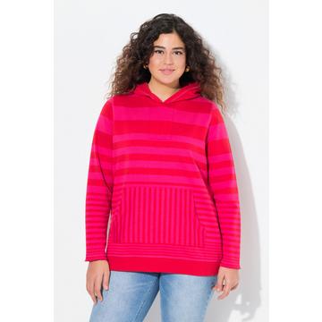 Sweat à capuche rayé. Manches longues et poche kangourou