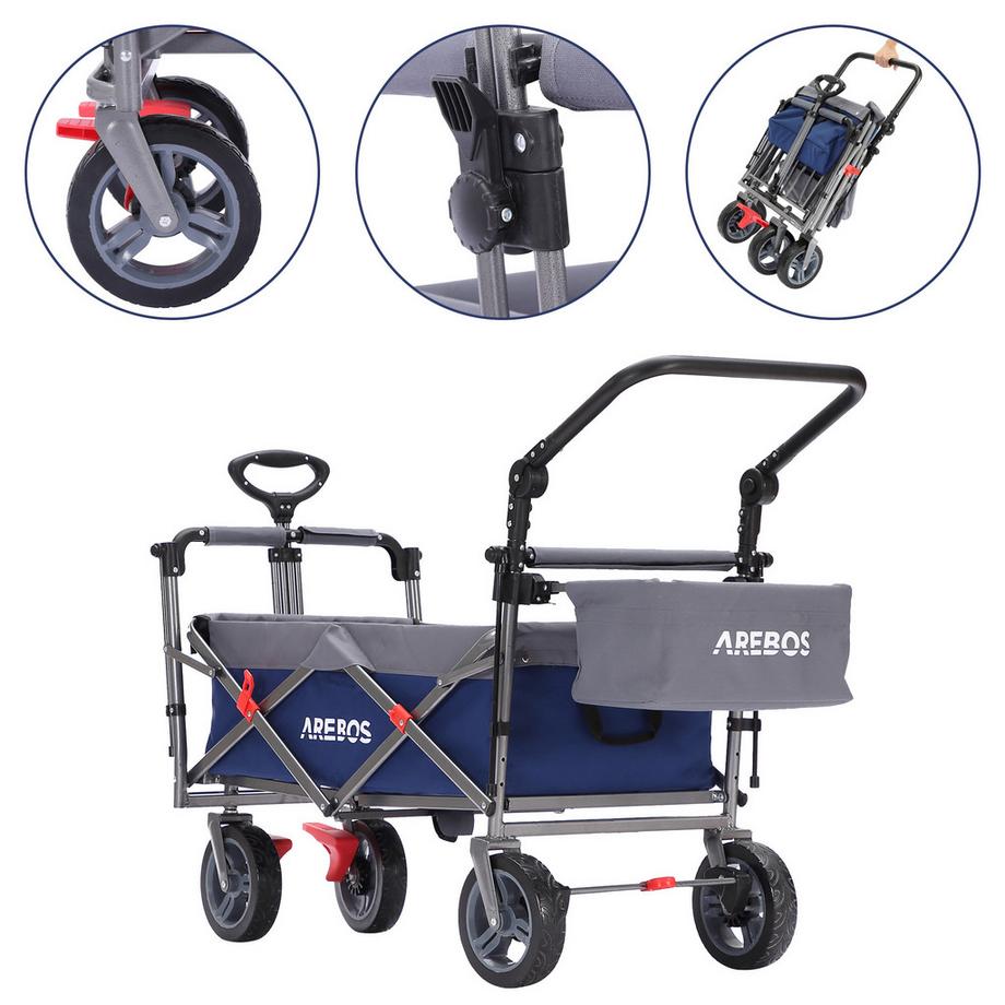 Arebos  Charrette à bras avec toit | Charrette à bras | Chariot de transport | Chariot à matériel 