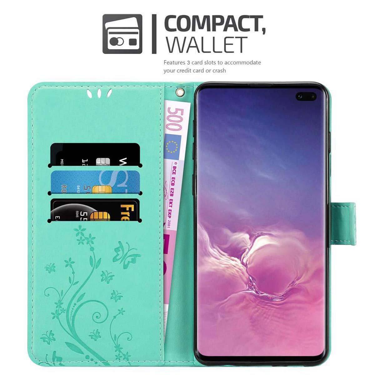 Cadorabo  Hülle für Samsung Galaxy S10 PLUS Blumen Design Magnetverschluss 