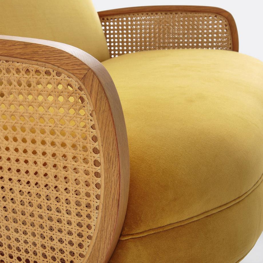 La Redoute Intérieurs Canapé velours et cannage  