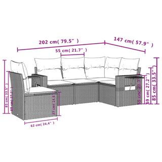 VidaXL Ensemble de canapés de jardin rotin synthétique  