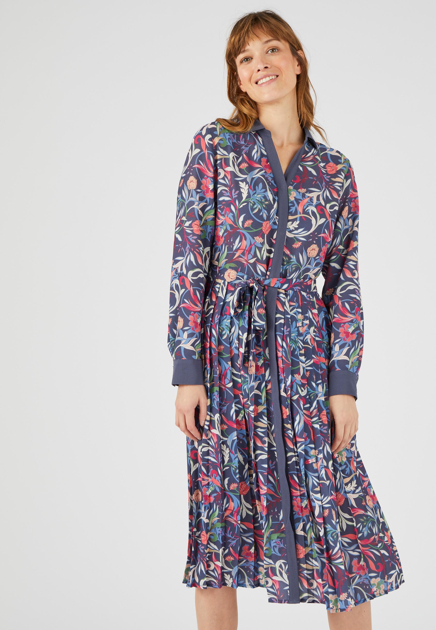 Image of Blusenkleid Mit Plissiertem Rock Damen Blau 38