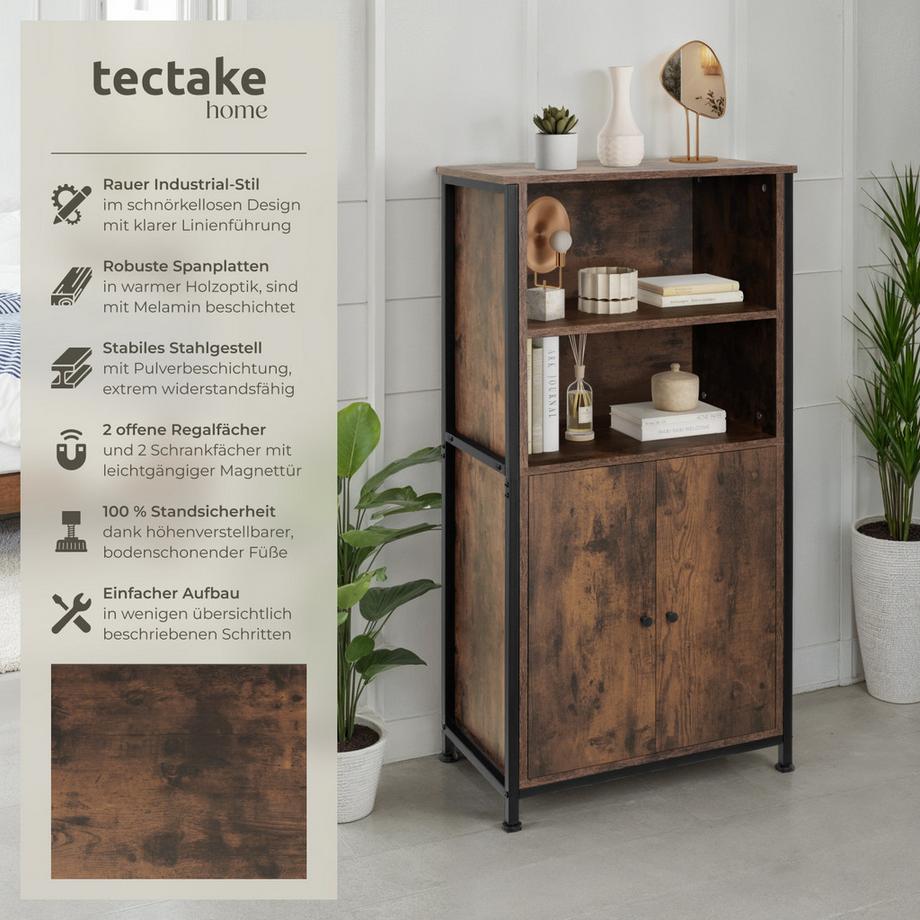 Tectake Highboard Doncaster Industrial Style Holz und Stahl  