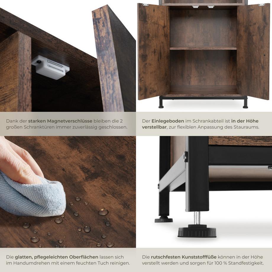 Tectake Highboard Doncaster Industrial Style Holz und Stahl  