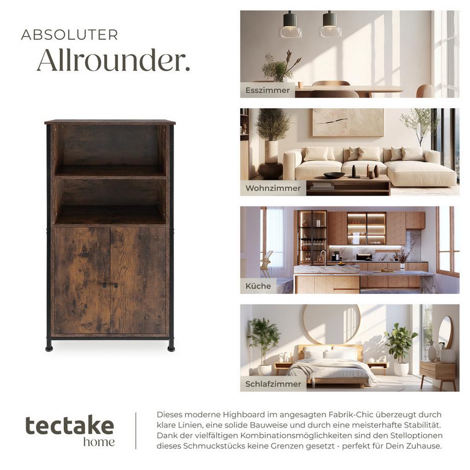 Tectake Highboard Doncaster Industrial Style Holz und Stahl  