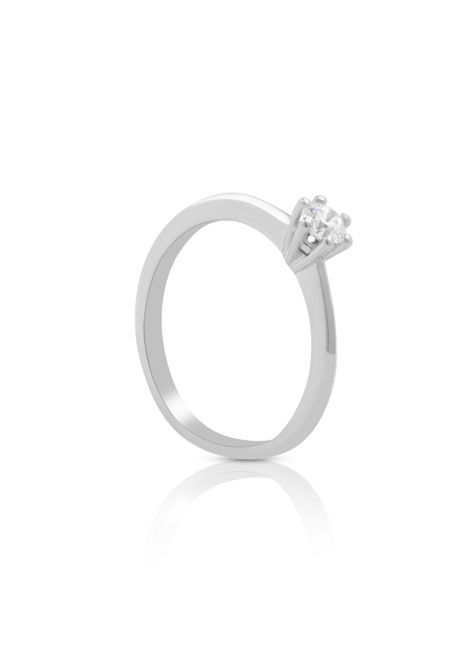 MUAU Schmuck  Bague solitaire en or blanc 750/18K diamant 0.20ct. 