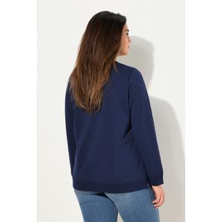 Ulla Popken  Sweat-Pullover, Stickerei, V-Ausschnitt, Langarm 