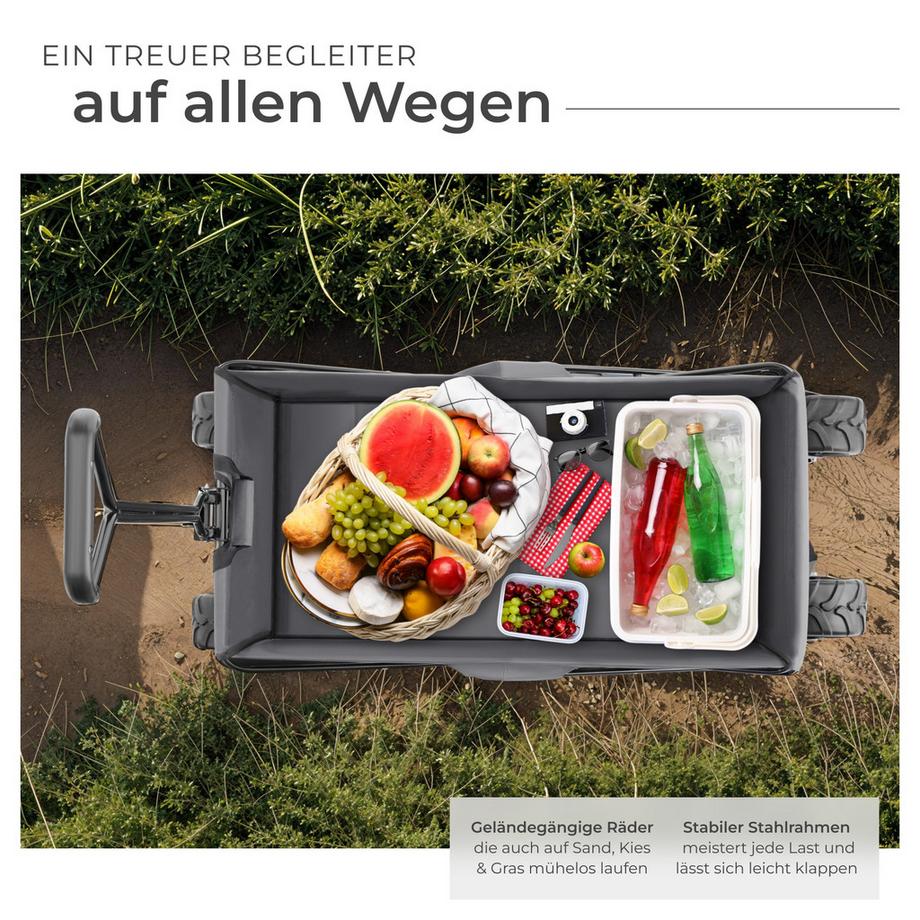 Tectake  Bollerwagen Heidrun faltbar extra breite Kunststoffräder 