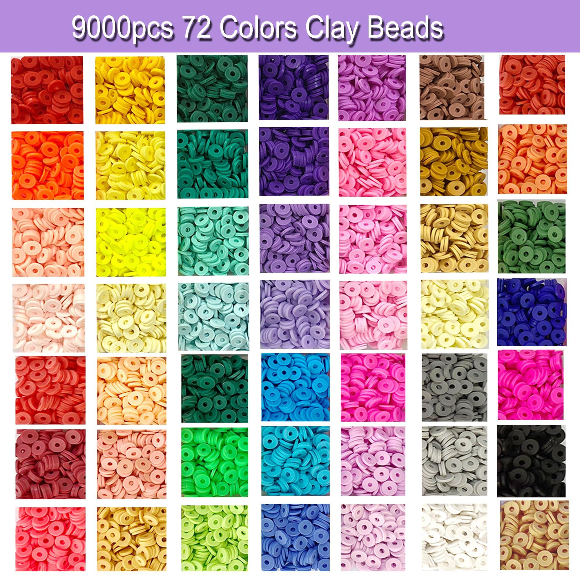 Activity-board  Perles à enfiler, 10000+pcs Clay Beads Set Heishi Beads Set Jewelry Polymer Clay Beads, DIY Bead Set for Bracelets Heishi Beads 