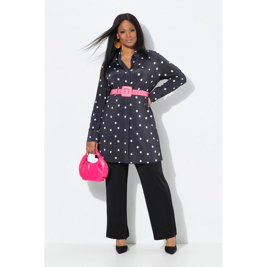 Ulla Popken Blusa lunga Slinky a pallini Colletto camicia Maniche lunghe  