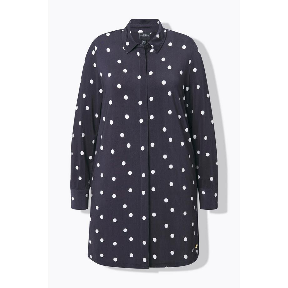 Ulla Popken Blusa lunga Slinky a pallini Colletto camicia Maniche lunghe  