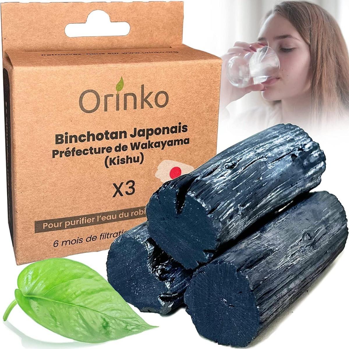 Orinko  Binchotan filtre à eau à charbon actif Japon pack de 3 