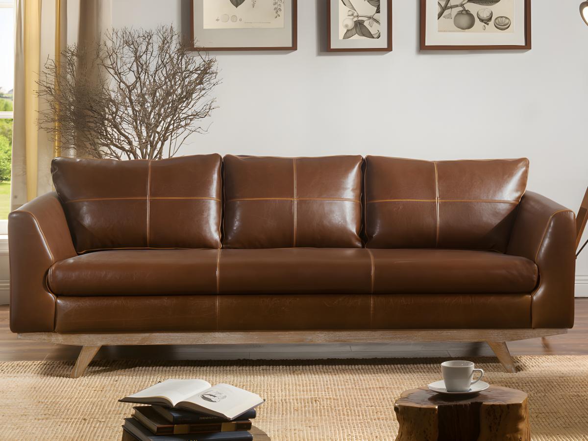 Vente-unique Ledersofa Vintage 3Sitzer ALEGAN  