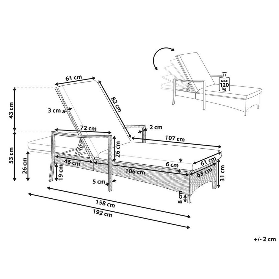 Beliani Transat avec coussin en Polyrotin Traditionnel VASTO  