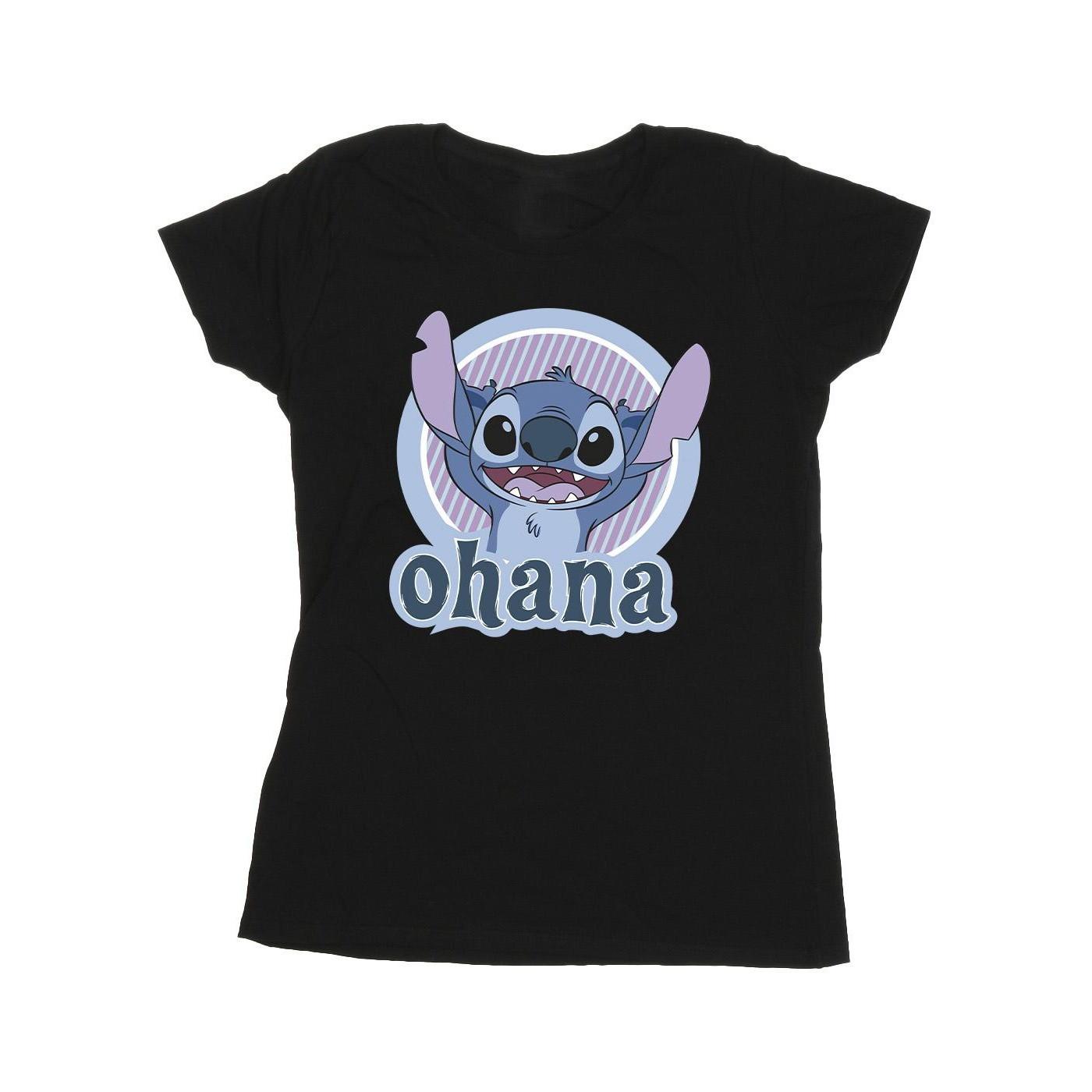 Image of Lilo And Stitch Ohana Circle Tshirt Damen Schwarz S