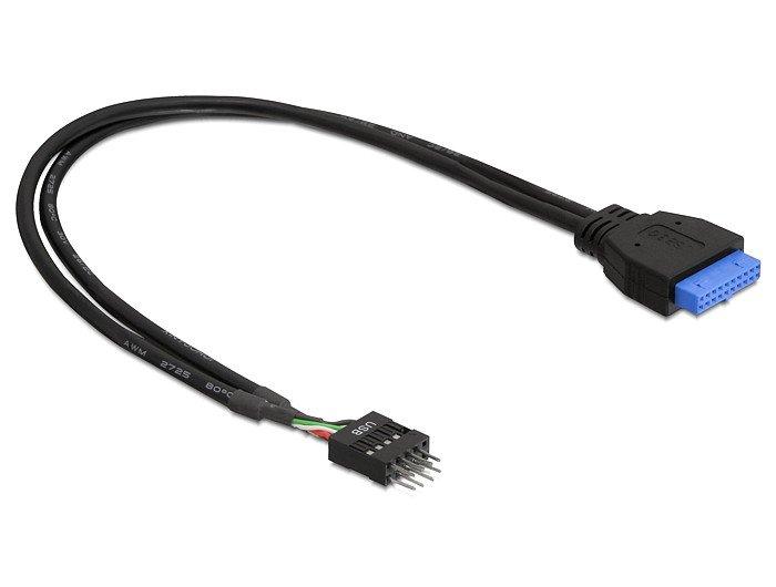 Image of USB 3.0 19 pin - USB 2.0 8 pin 45cm USB Kabel 0,45 m 2.0/3.2 Gen 1 (3.1 Gen 1) Schwarz