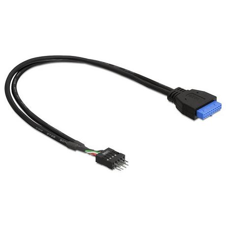 DeLock  USB 3.0 19 pin - USB 2.0 8 pin 45cm câble USB 0,45 m 2.0/3.2 Gen 1 (3.1 Gen 1) Noir 