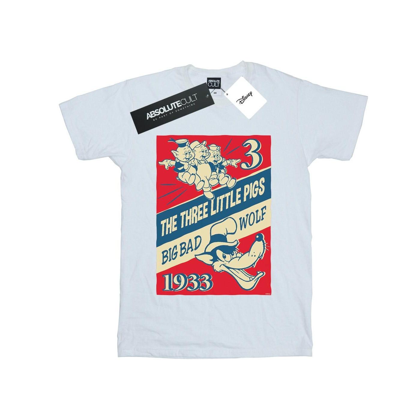 Image of Three Little Pigs And The Big Bad Wolf Tshirt Damen Weiss XL