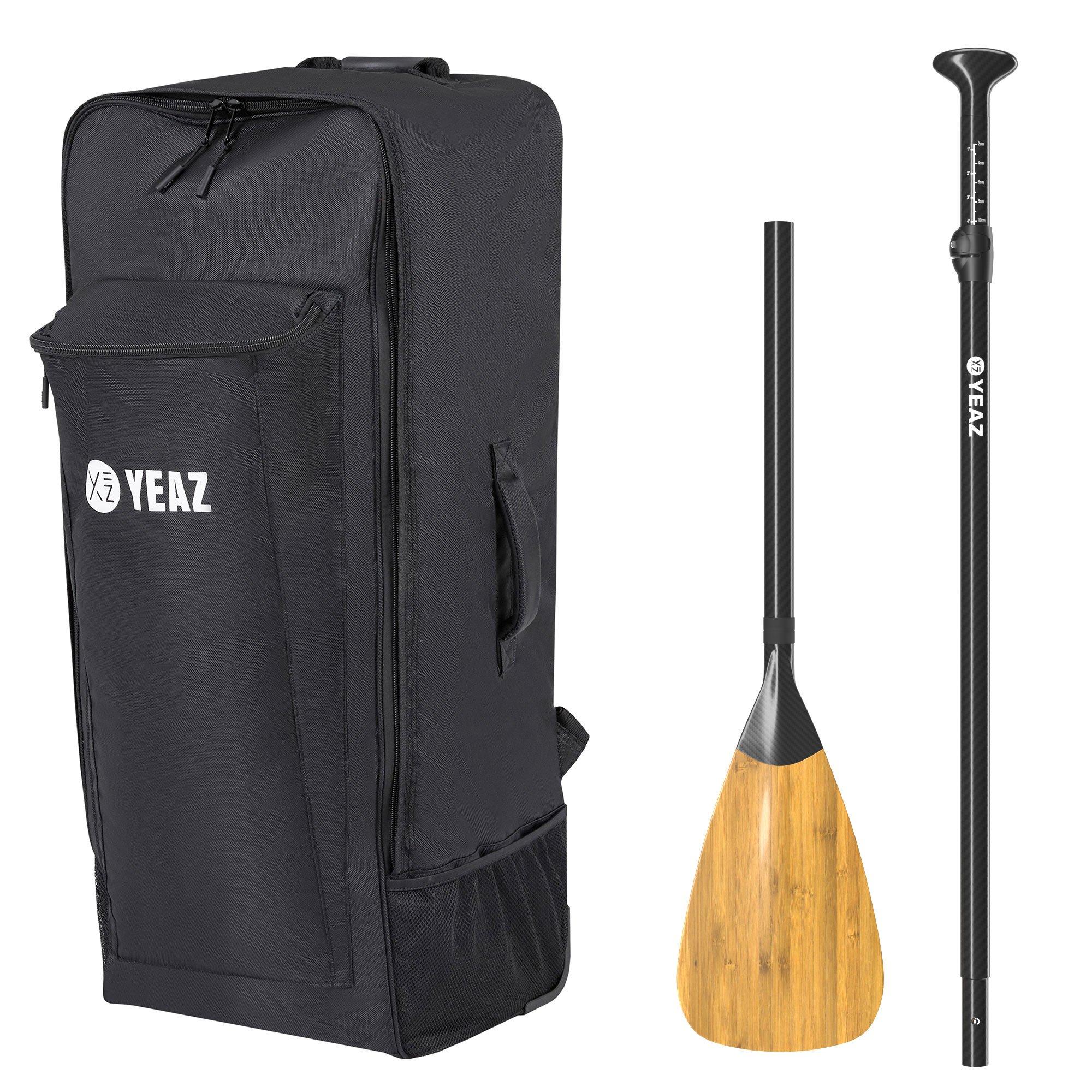 YEAZ  KIT PLUS Sac à dos à roulettes et pagaie en carbone/bambou - eclipse black 