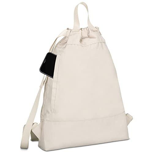 Only-bags.store Gym Bag Beige - No 7 - Sac à dos pour le sport et le festival - sac à dos petit avec poche intérieure - poche extérieure pour un accès rapide  