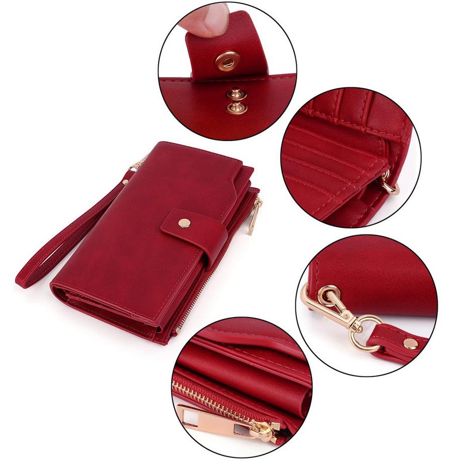 Only-bags.store Blocco RFID Grande Capacità Portafoglio Clutch in Pelle Vegana  