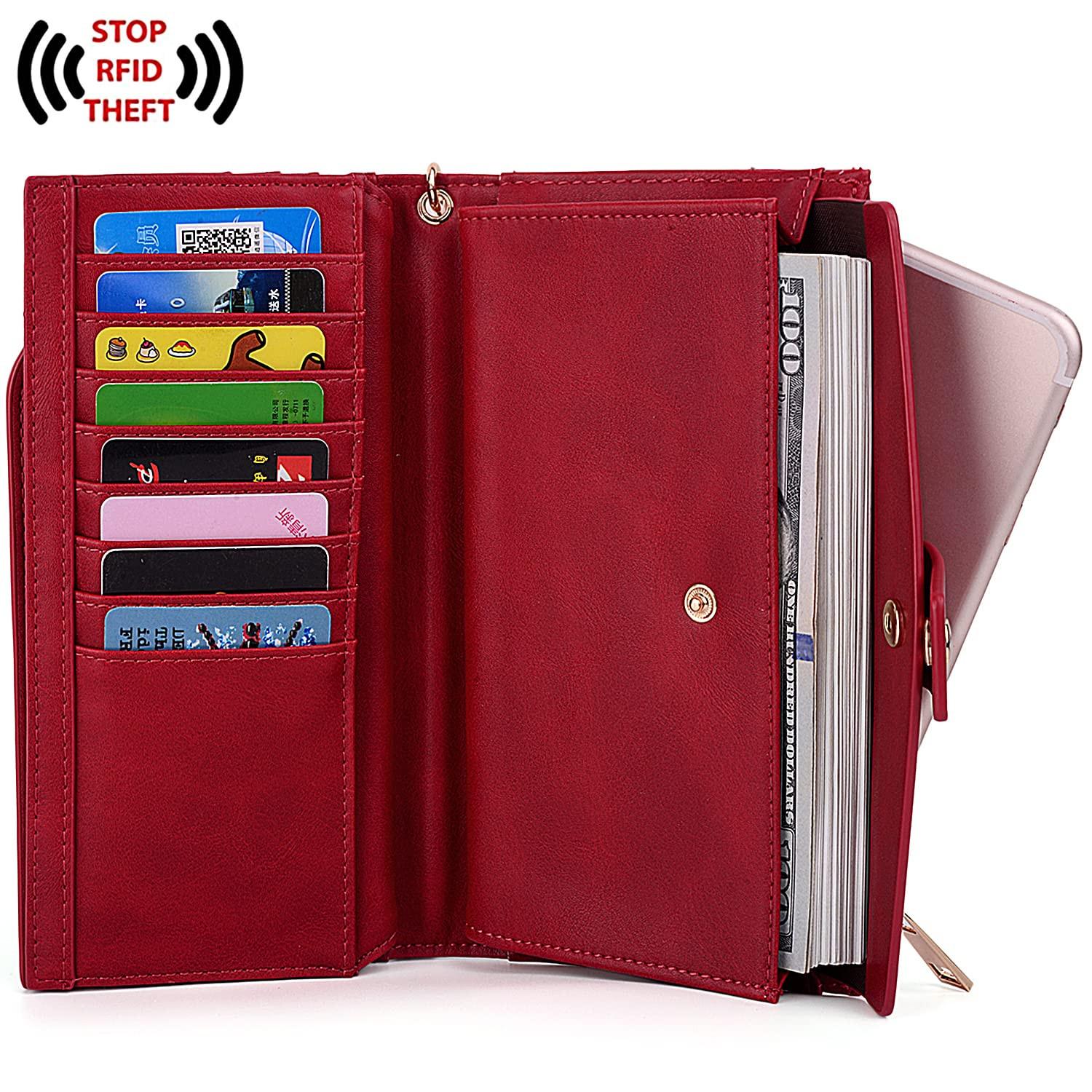 Only-bags.store  Brieftasche RFID-Blockierung Große Kapazität Vegan Leder Clutch Wallet 21 Card Slots Holder Organizer 