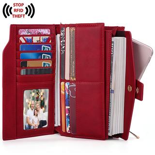 Only-bags.store  Brieftasche RFID-Blockierung Große Kapazität Vegan Leder Clutch Wallet 21 Card Slots Holder Organizer 